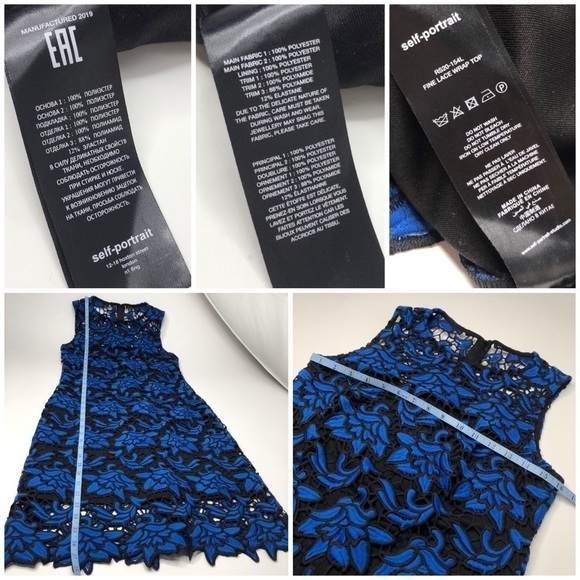 RARE Self-Portrait Cobalt Blue Floral Embroidered Lace Cocktail Mini Dress - Picture 16 of 16